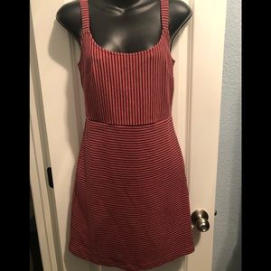 Loft Pink and black striped dress